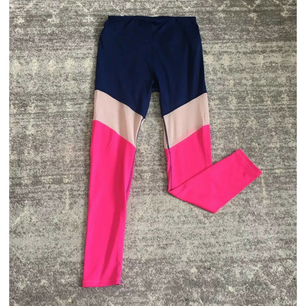 C&C Sport Womens Leggings L Pant Navy Pink Stretch C8